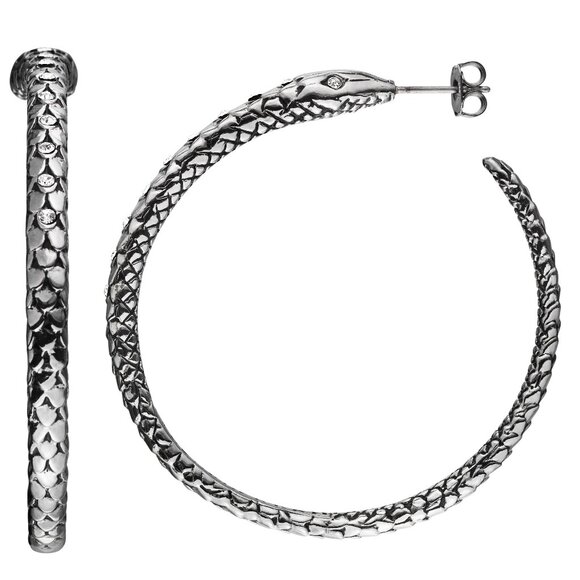 Dyrberg/Kern Syspila Snake large hoop earrings Swarovski crystal eyes - Picture 13 of 13